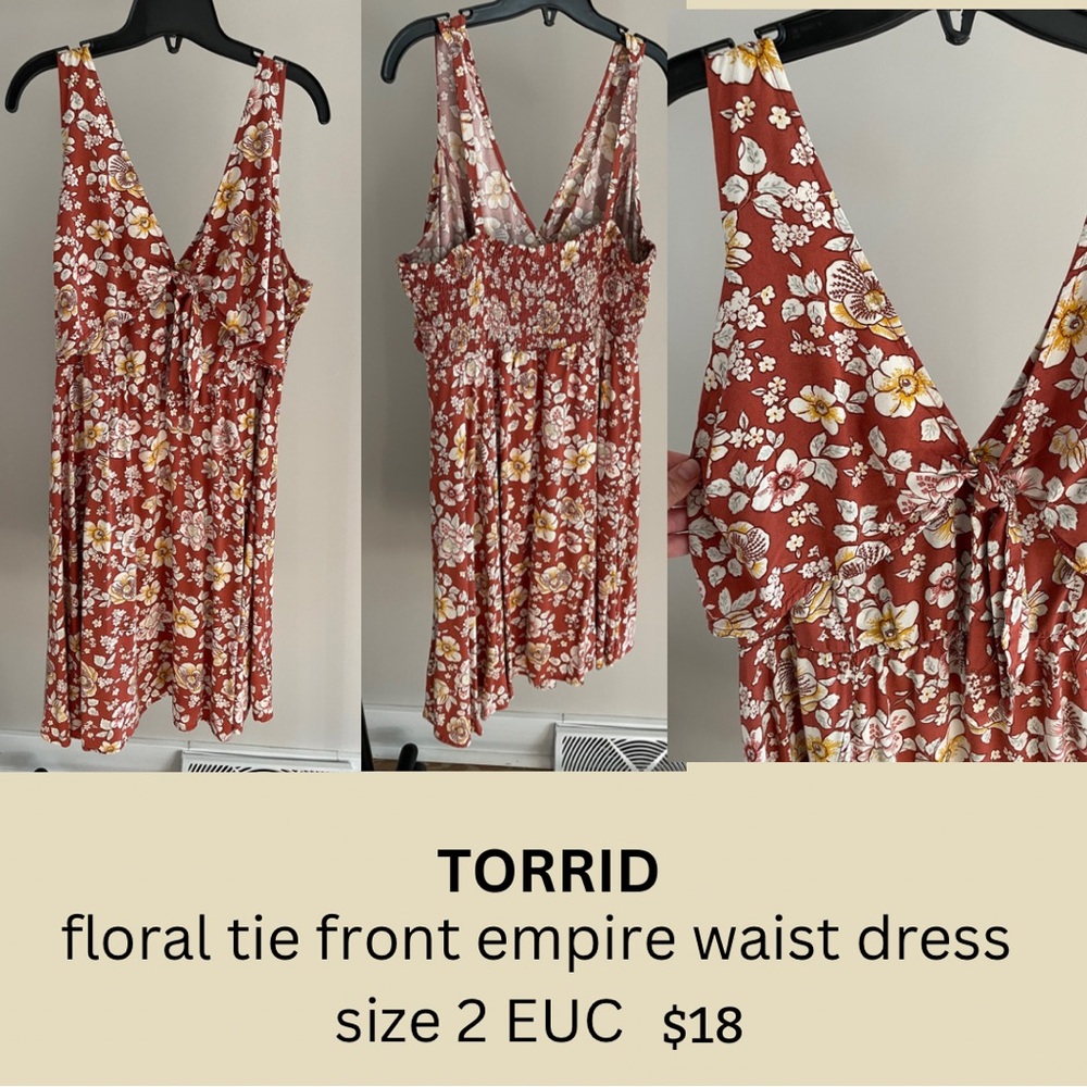 Torrid Red Floral Tie Front Tank Top